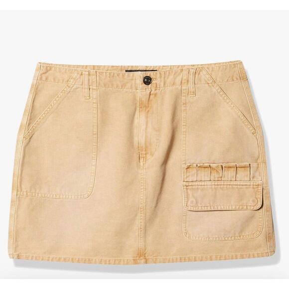 Hudson Hunter Cargo Sand Tan Mini Skirt Moli Ruffle Pocket, Size 25 - Picture 3 of 12